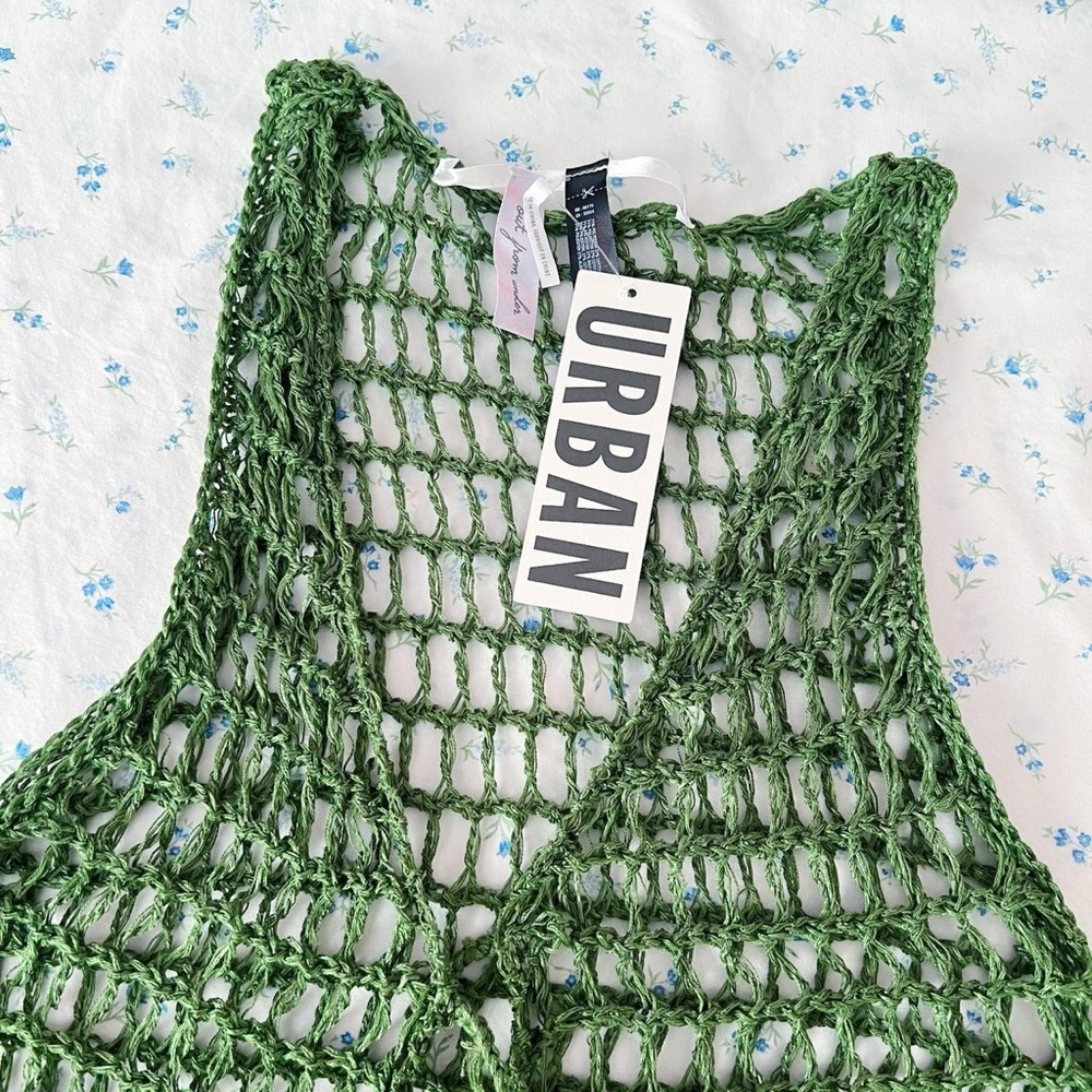 Urban Outfitters Green Crochet Knit Cover-Up - Picture 2 of 7